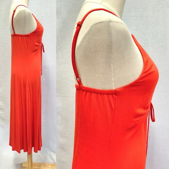 Lou & Grey Signaturesoft red poppy stretch jersey knit midi dress size medium - Picture 5 of 10